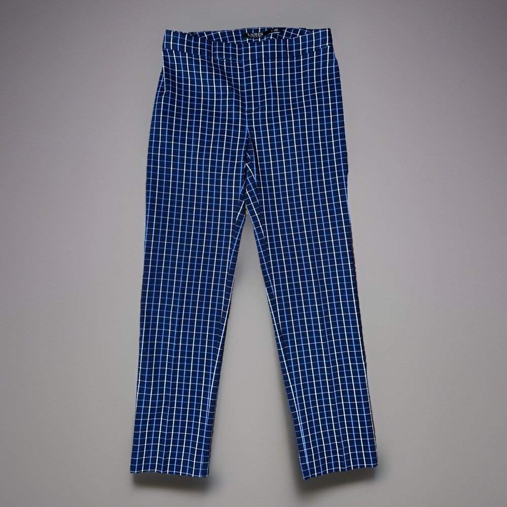 Lauren Ralph Lauren Women's Windowpane Trousers Black Blue White Size 0